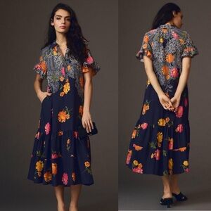 Anthropologie Ruffle Sleeve Dress